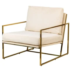 Fauteuil de Salon Design Beige Pieds Metal