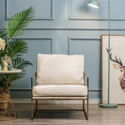 Fauteuil de Salon Design Beige Pieds Metal