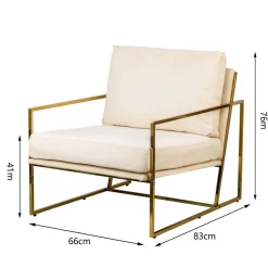 Fauteuil de Salon Design Beige Pieds Metal
