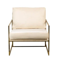 Fauteuil de Salon Design Beige Pieds Metal