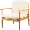 Fauteuil de Salon Scandinave avec Structure Bois et Bouclettes Blanc