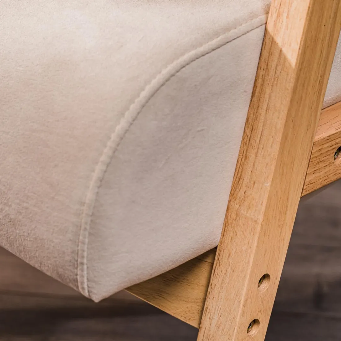 Fauteuil de Salon Scandinave avec Structure Bois LOUIS-BEIGE