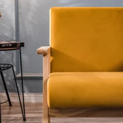 Fauteuil de Salon Scandinave avec Structure Bois LOUIS-JAUNE