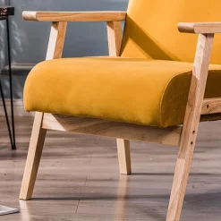 Fauteuil de Salon Scandinave avec Structure Bois LOUIS-JAUNE