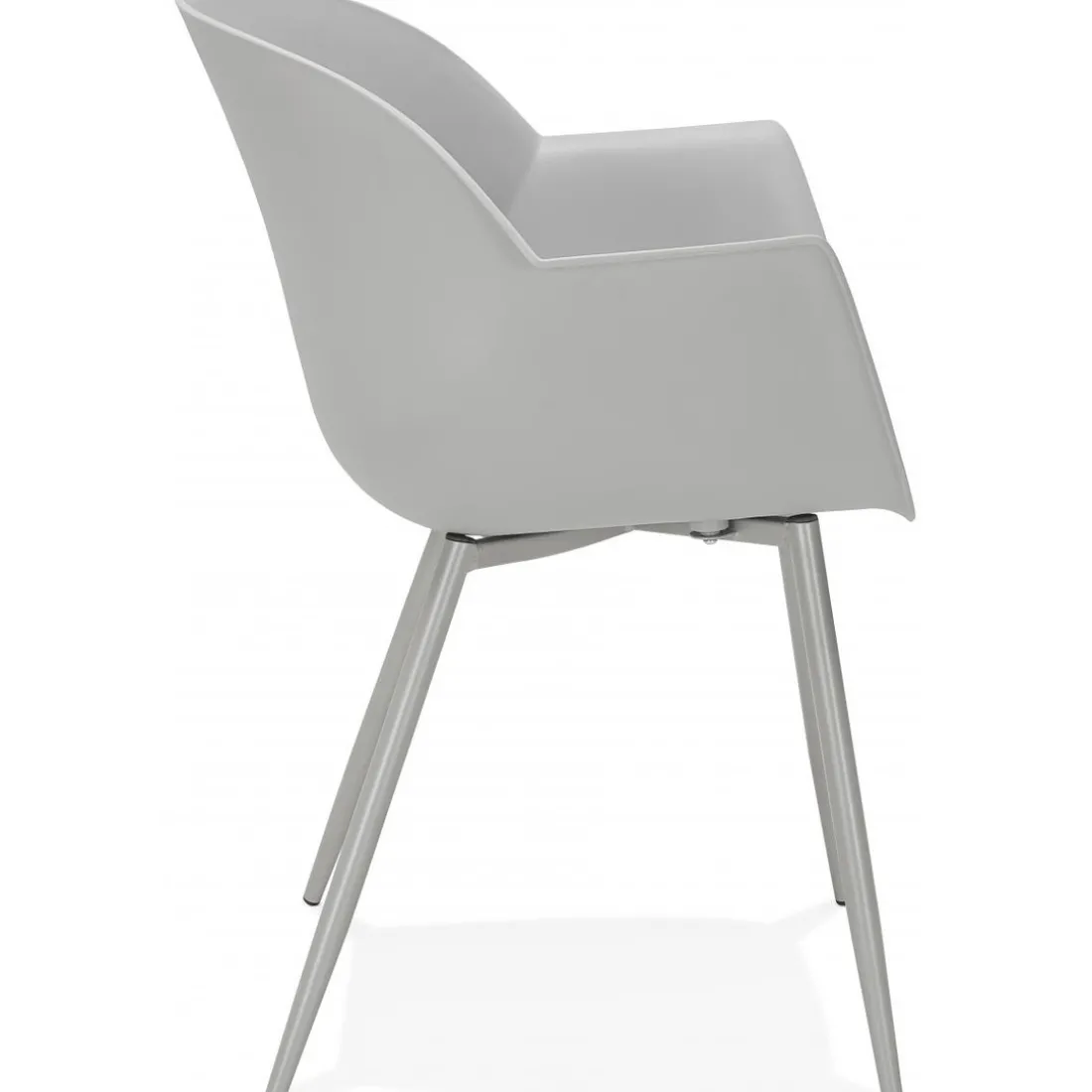 Fauteuil Design Gris Accoudoirs Arrondi Piétement Gris DERBY