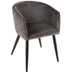 Fauteuil Dîner Velours Gris Marlo