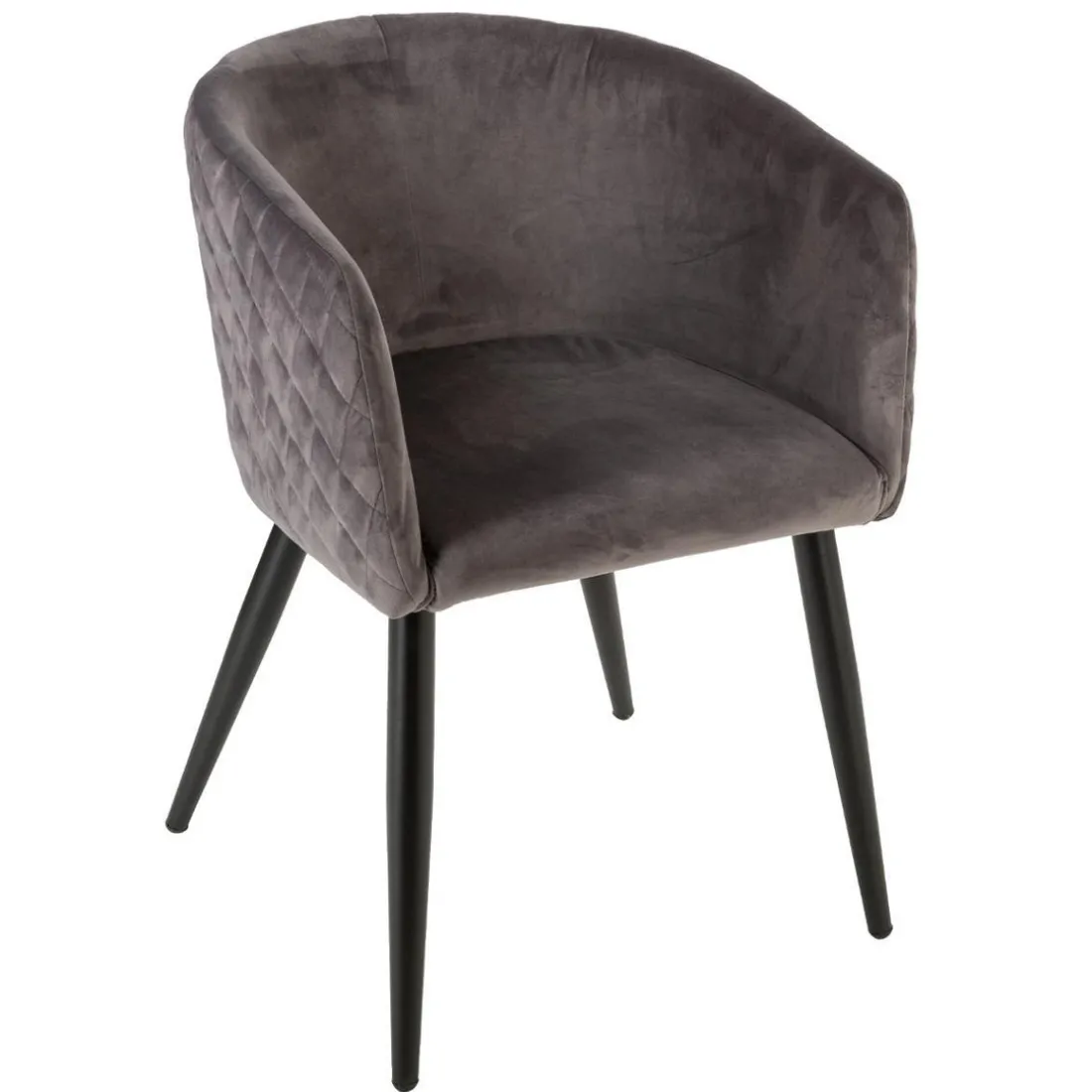 Fauteuil Dîner Velours Gris Marlo