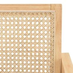 Fauteuil en bois d’Hévéa clair dossier et assise rotin naturel AGATHE