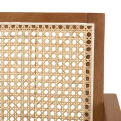 Fauteuil en bois d’Hévéa foncé dossier et assise rotin naturel AGATHE