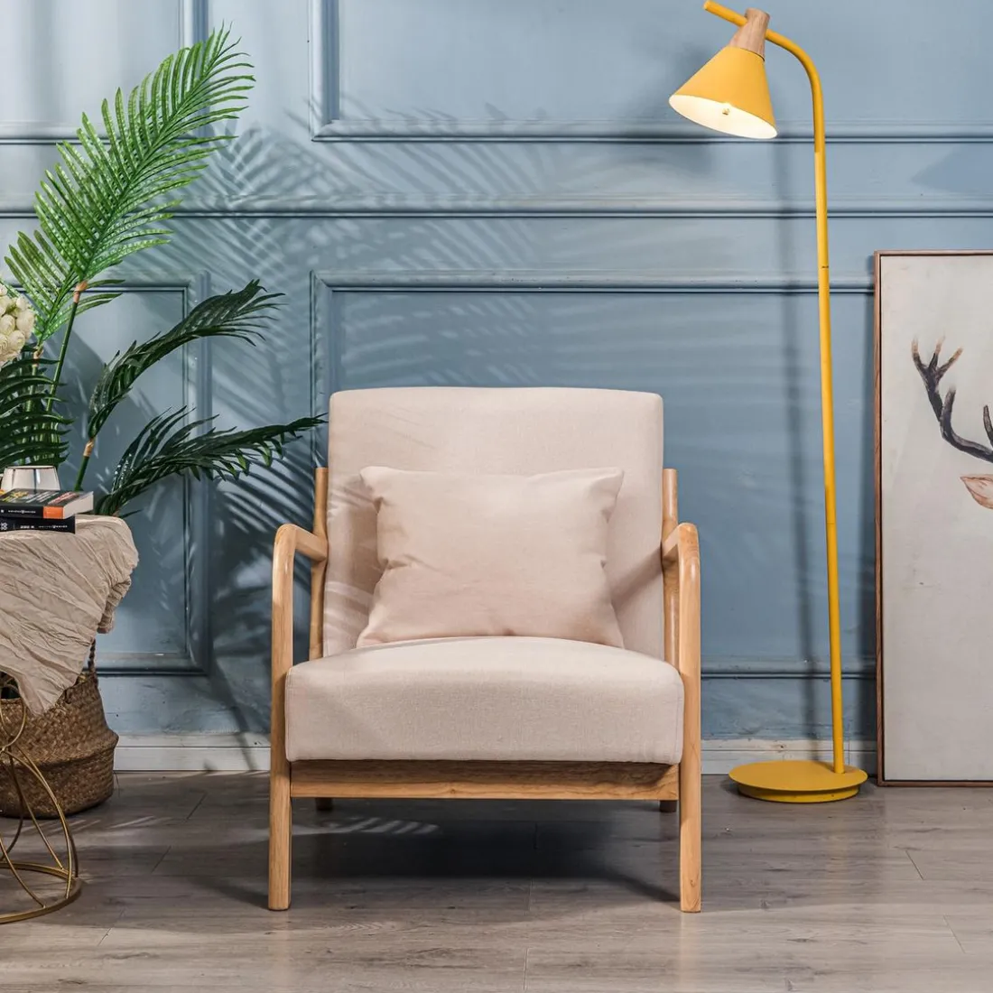 Fauteuil en bois massif Beige