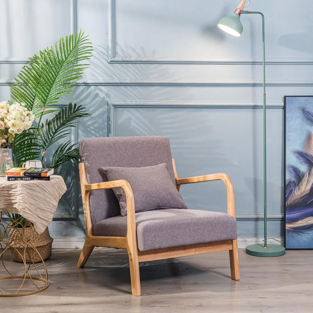 Fauteuil en bois massif Gris