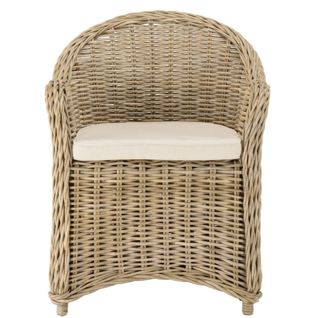 Fauteuil en kubu avec coussin d'assise blanc KALLY