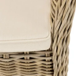 Fauteuil en kubu avec coussin d'assise blanc KALLY