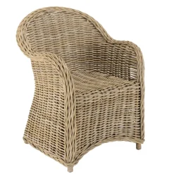 Fauteuil en kubu avec coussin d'assise blanc KALLY