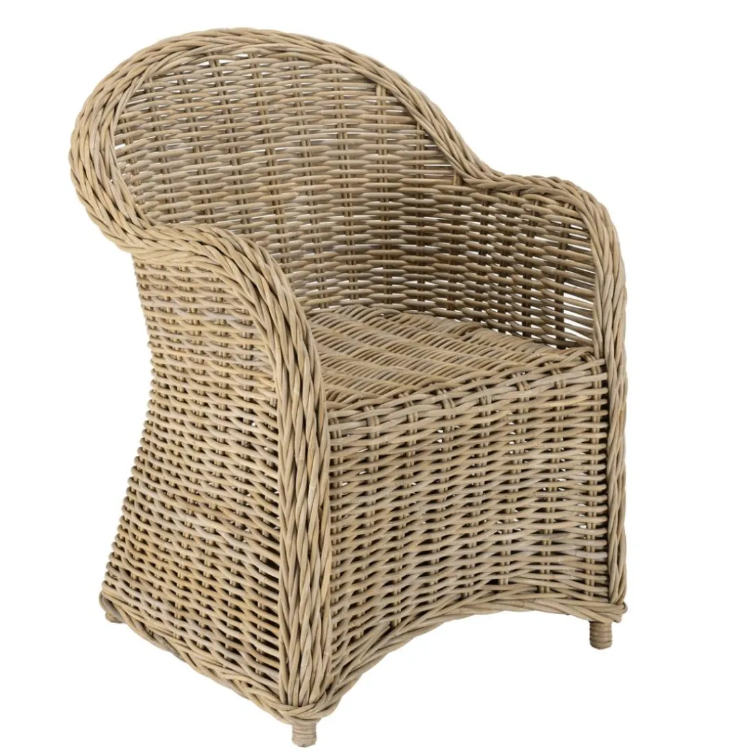 Fauteuil en kubu avec coussin d'assise blanc KALLY