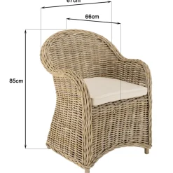 Fauteuil en kubu avec coussin d'assise blanc KALLY