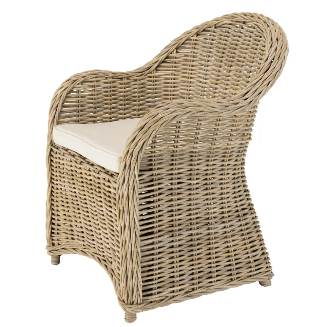 Fauteuil en kubu avec coussin d'assise blanc KALLY