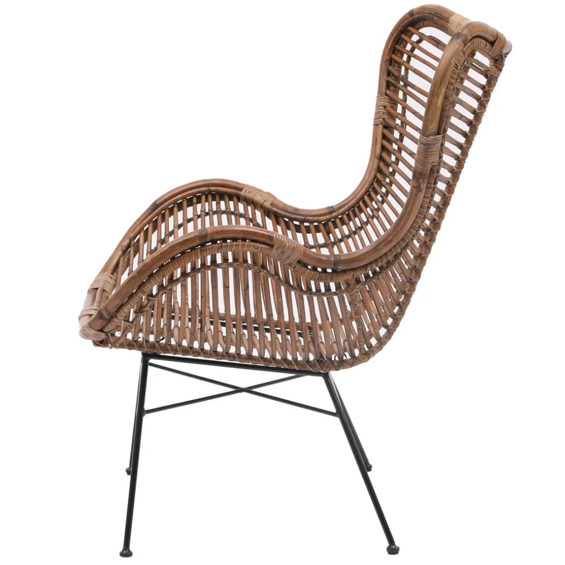 Fauteuil en Metal et Rotin Naturel Marron JAKARTA