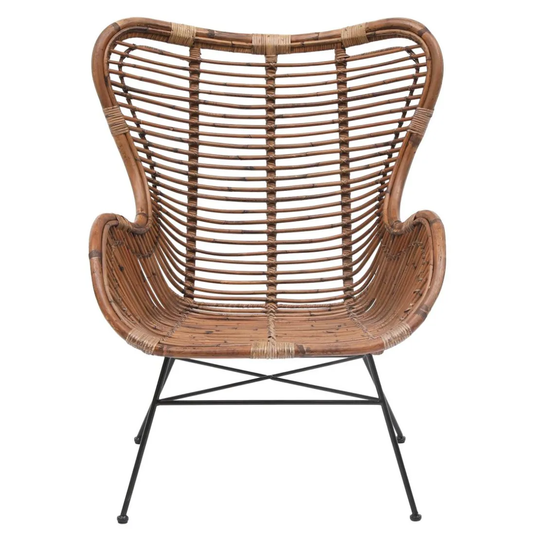 Fauteuil en Metal et Rotin Naturel Marron JAKARTA