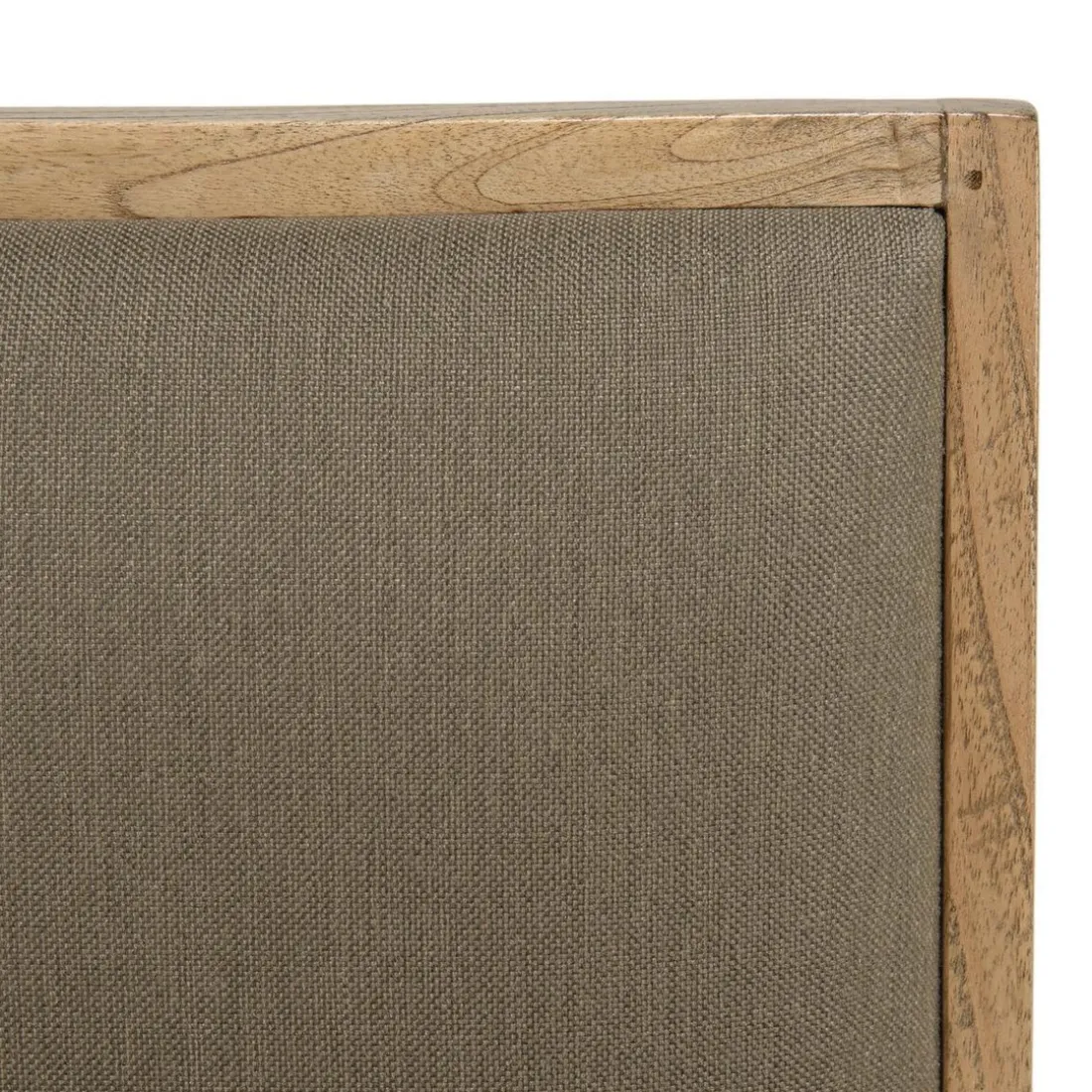 Fauteuil en Mindi, assise en tissu kaki chiné DAK
