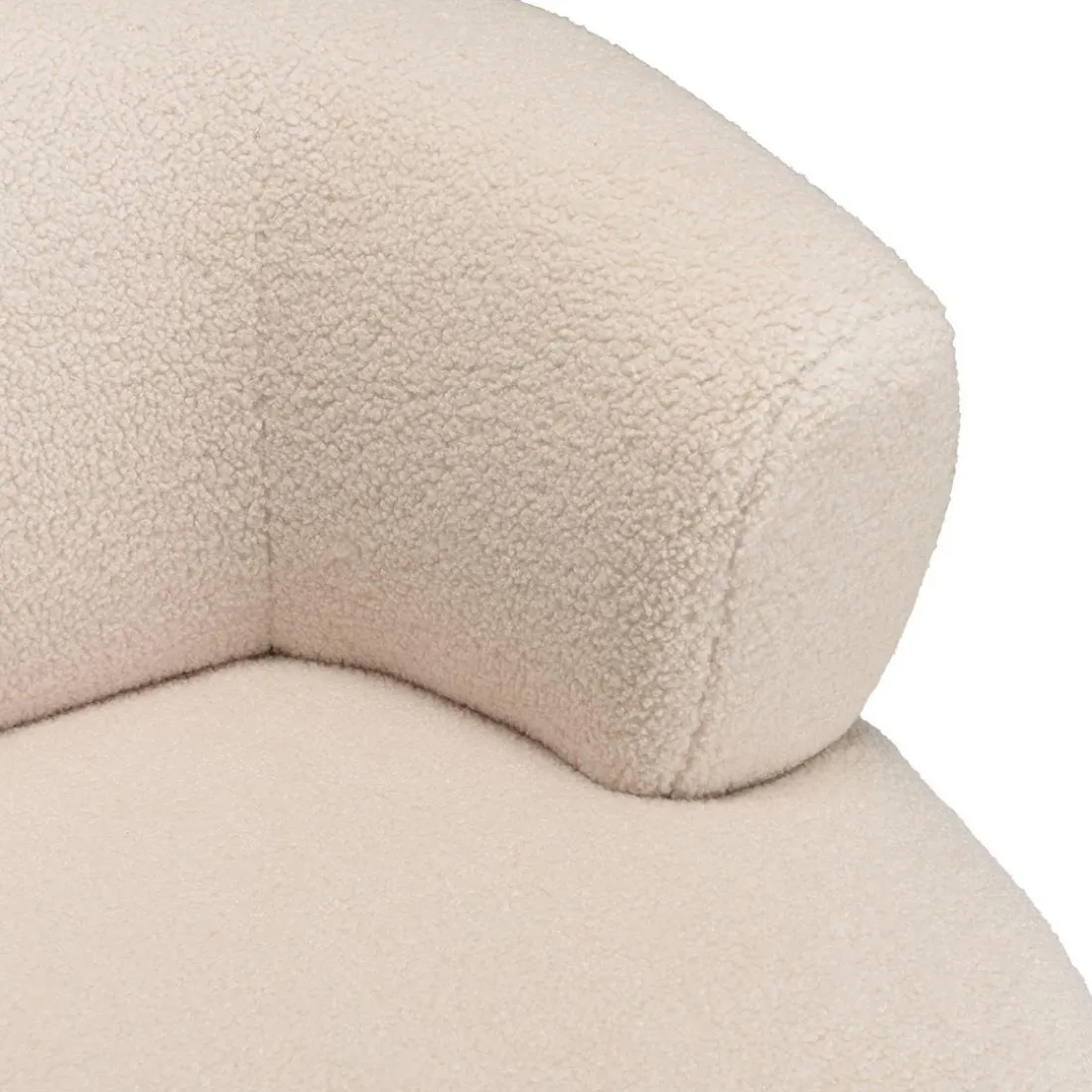 Fauteuil en tissu bouclette écru assise arrondie GASTON