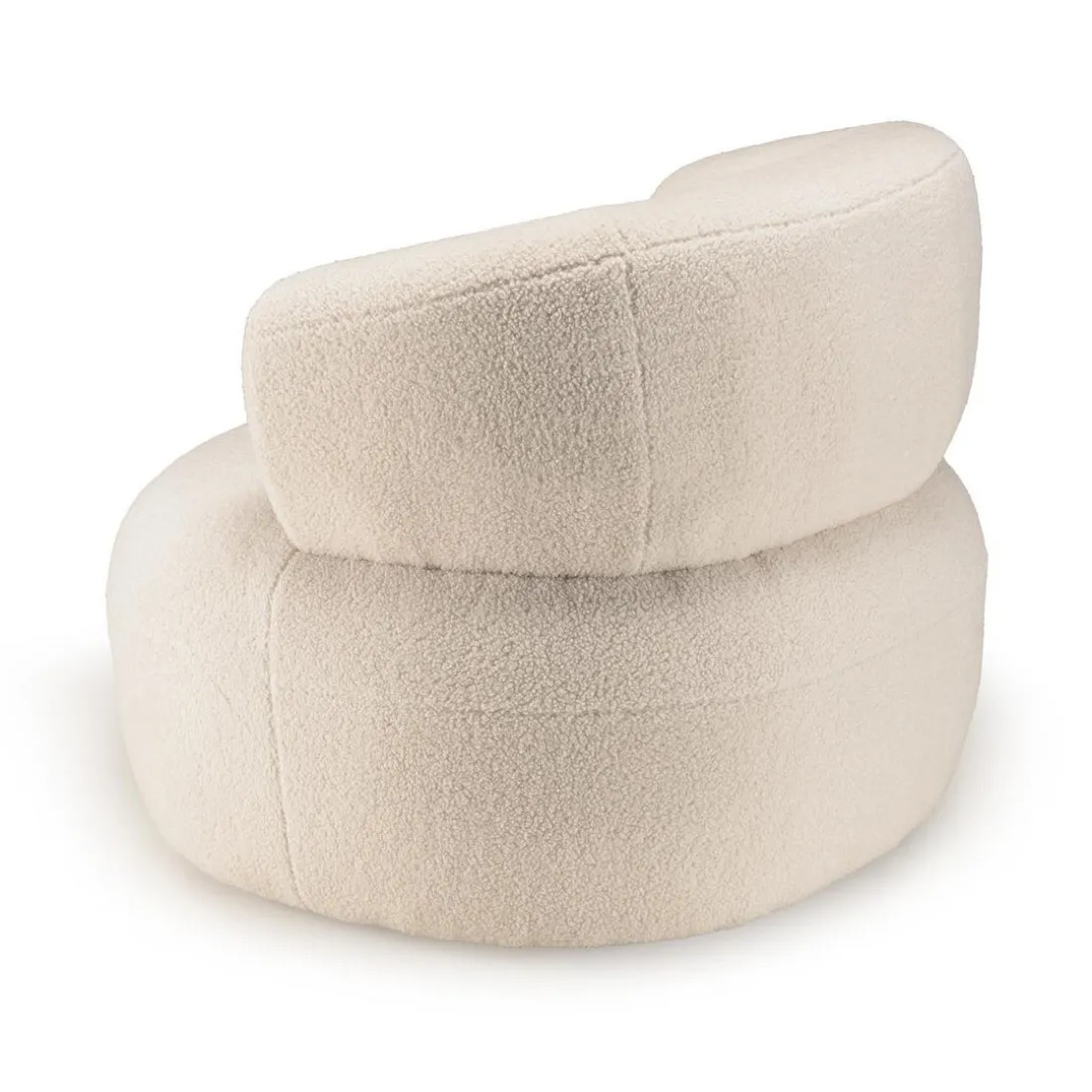 Fauteuil en tissu bouclette écru assise arrondie GASTON