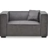 Fauteuil large Macao Tissu effet peau Vintage Gris
