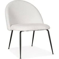 Fauteuil lounge 'NORVEGIA' en tissu bouclé blanc et métal noir