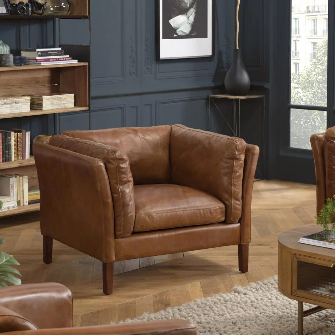Fauteuil milano vintage cuir 1 place