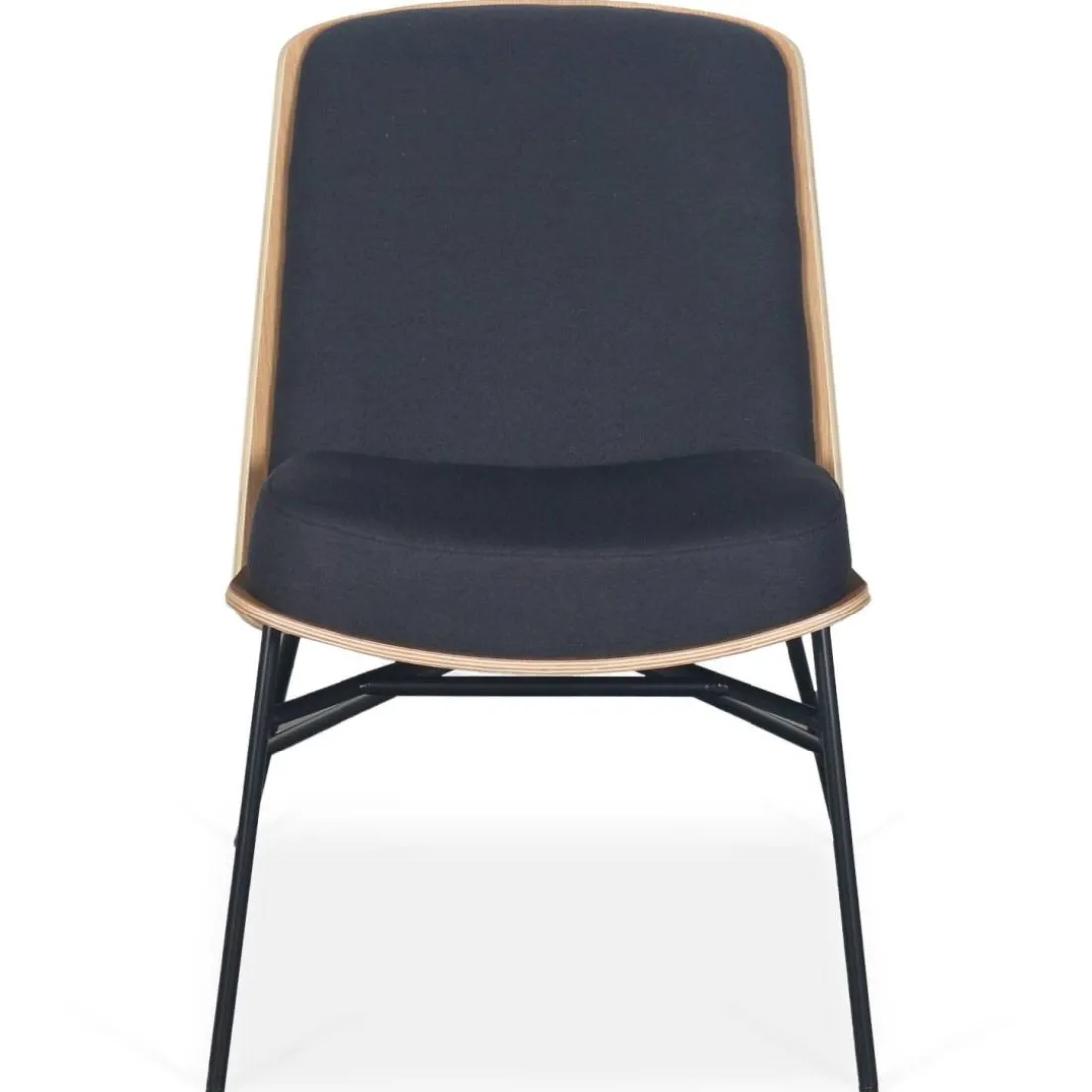 Fauteuil moderne Gauguin Bois clair et Tissu noir