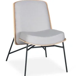 Fauteuil moderne Gauguin Bois et Tissu Gris clair