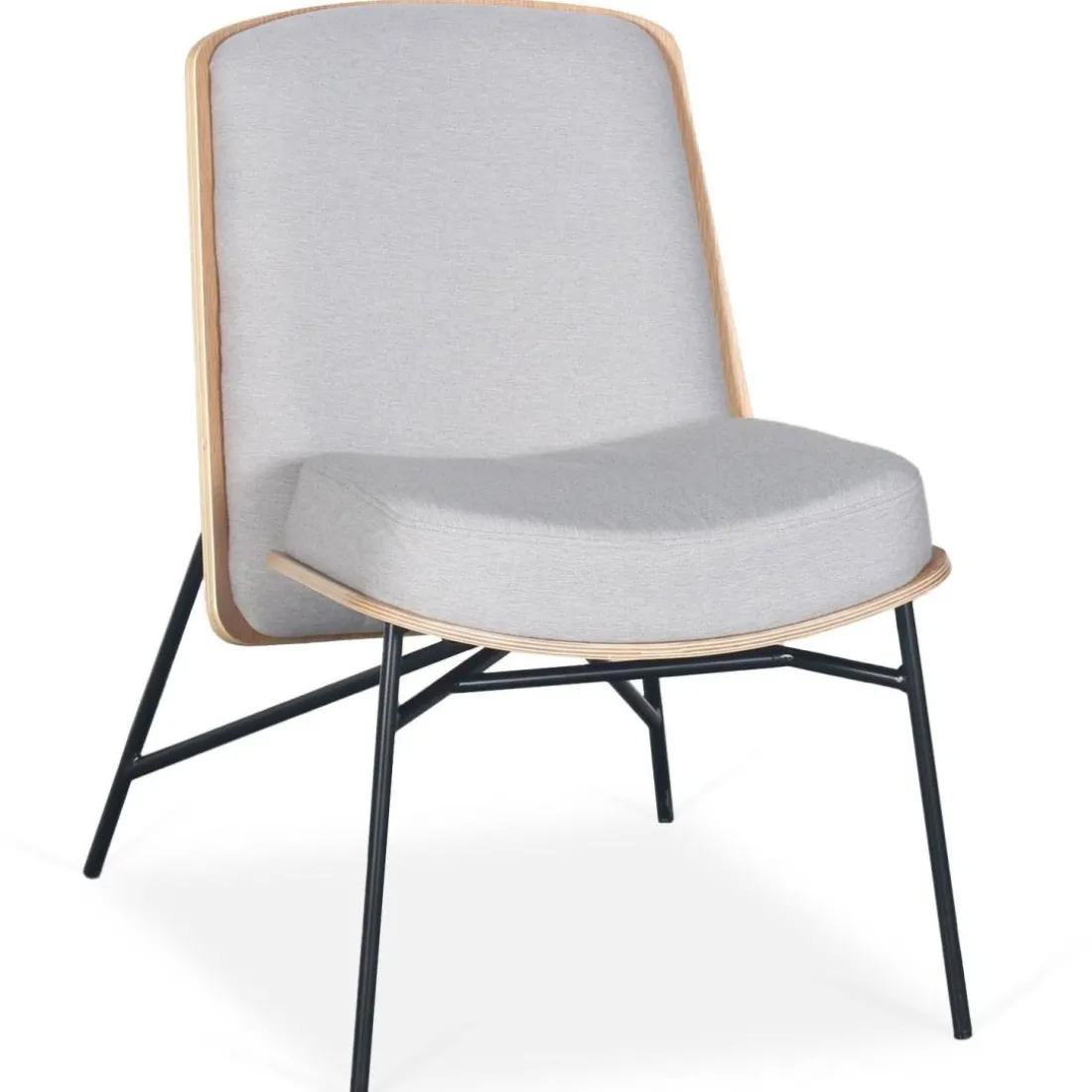 Fauteuil moderne Gauguin Bois et Tissu Gris clair