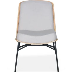 Fauteuil moderne Gauguin Bois et Tissu Gris clair