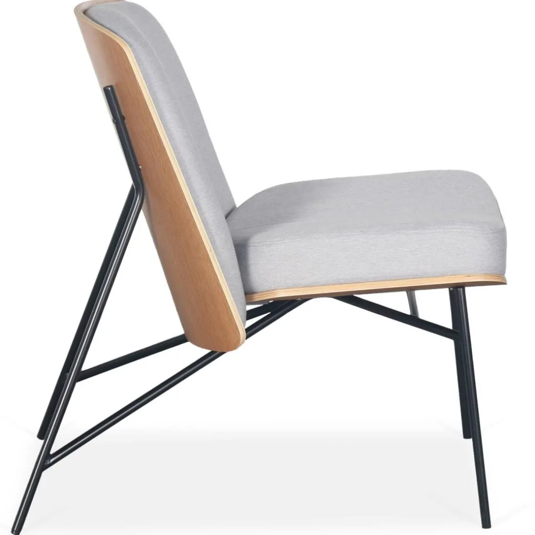 Fauteuil moderne Gauguin Bois et Tissu Gris clair