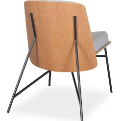 Fauteuil moderne Gauguin Bois et Tissu Gris clair