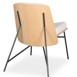 Fauteuil moderne Gauguin Bois clair et Tissu bouclette Crème