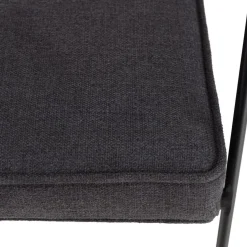 Fauteuil métal noir assise tissu gris foncé dossier rotin AGATHE
