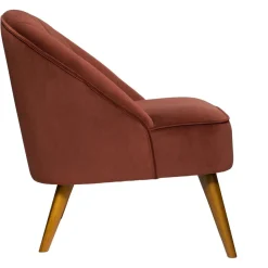 Fauteuil NAOVA Velours Pieds Bois Terracotta