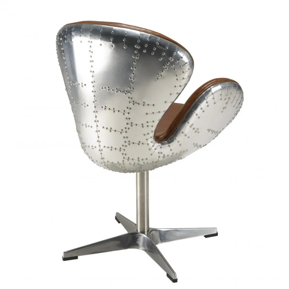Fauteuil nevada vintage cuir et aluminium GASTON