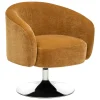 Fauteuil ocre en métal et pin