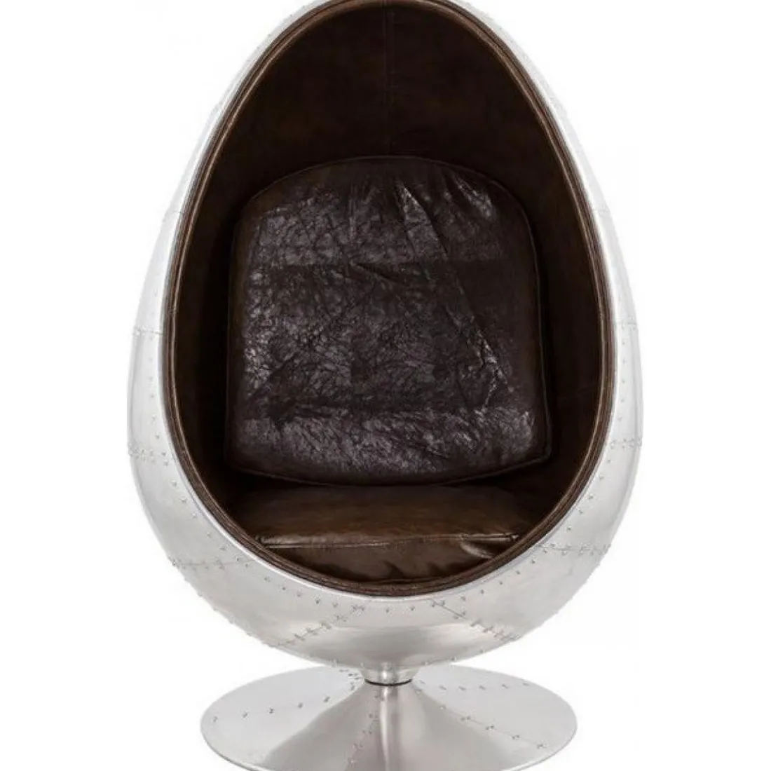 Fauteuil Oeuf Aluminium et simili Marron Carlingue AMHERST