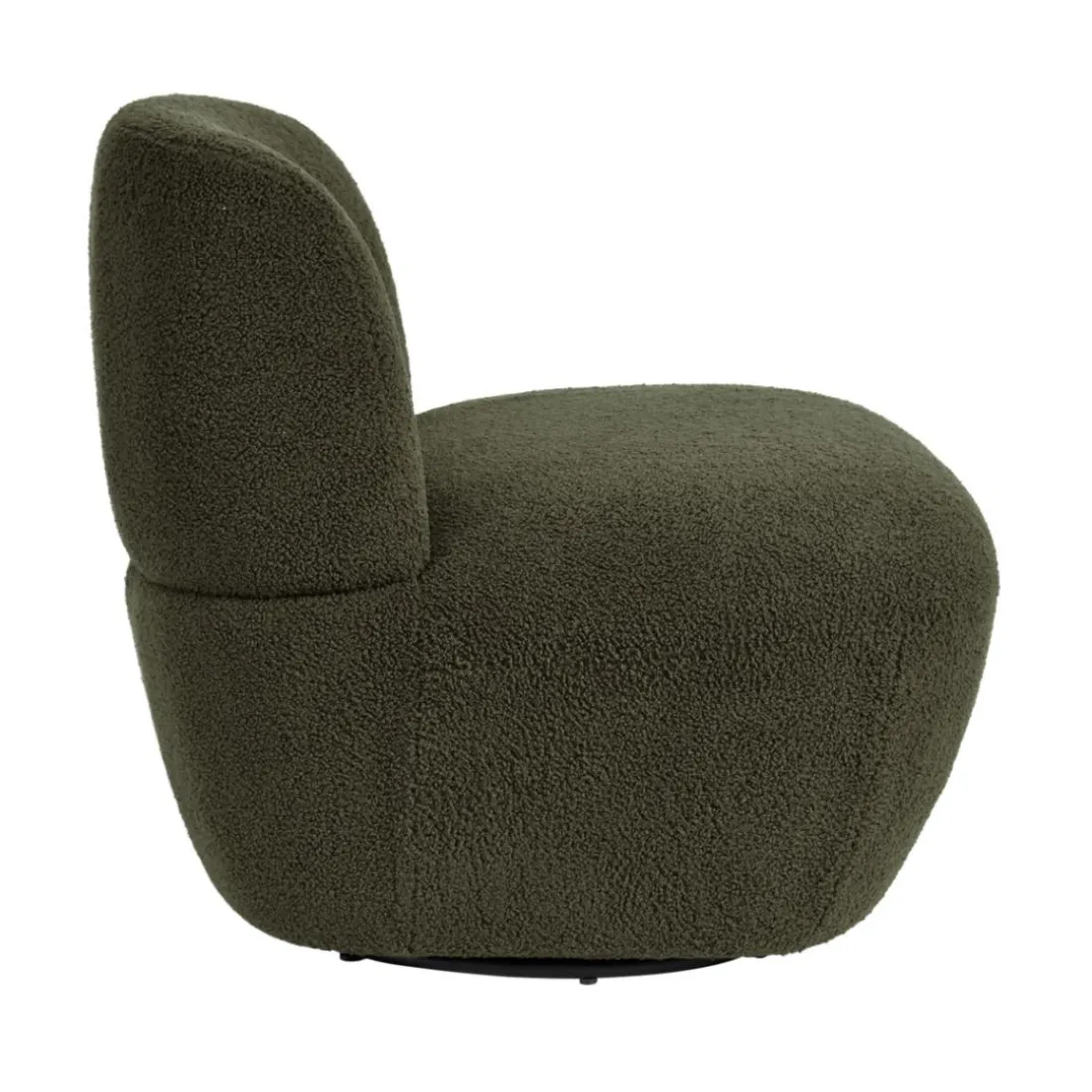 Fauteuil pivotant en bouclette épaisse vert Lana