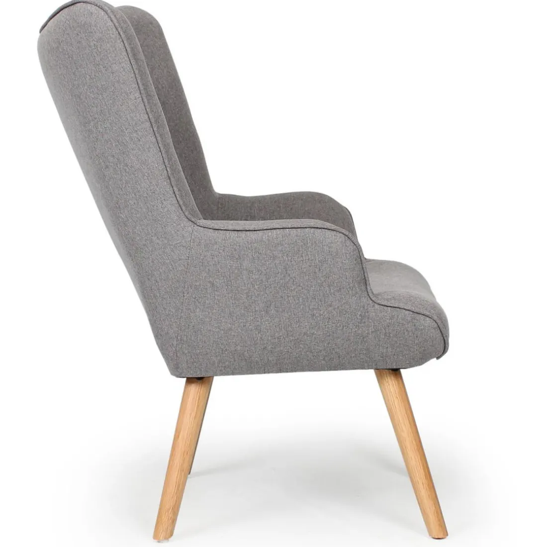Fauteuil Scandinave + Pouf Tissu Gris CARQUIN