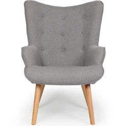 Fauteuil Scandinave + Pouf Tissu Gris CARQUIN
