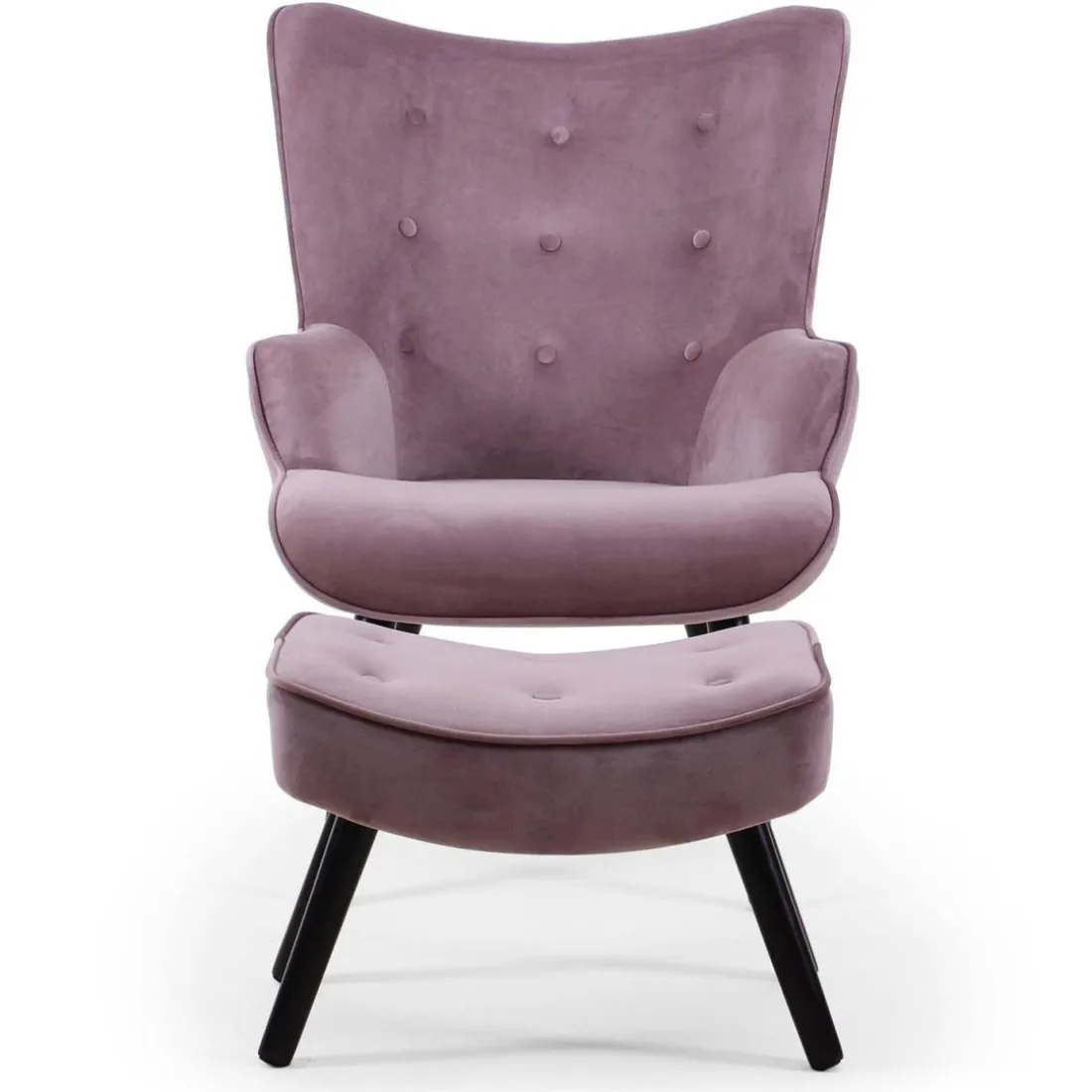 Fauteuil scandinave + pouf Velours Rose