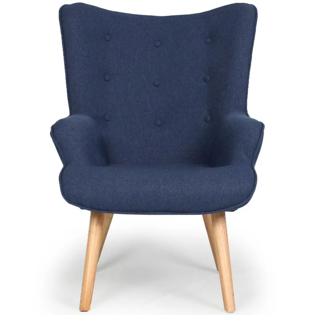 Fauteuil Scandinave + Pouf Tissu Bleu CARQUIN
