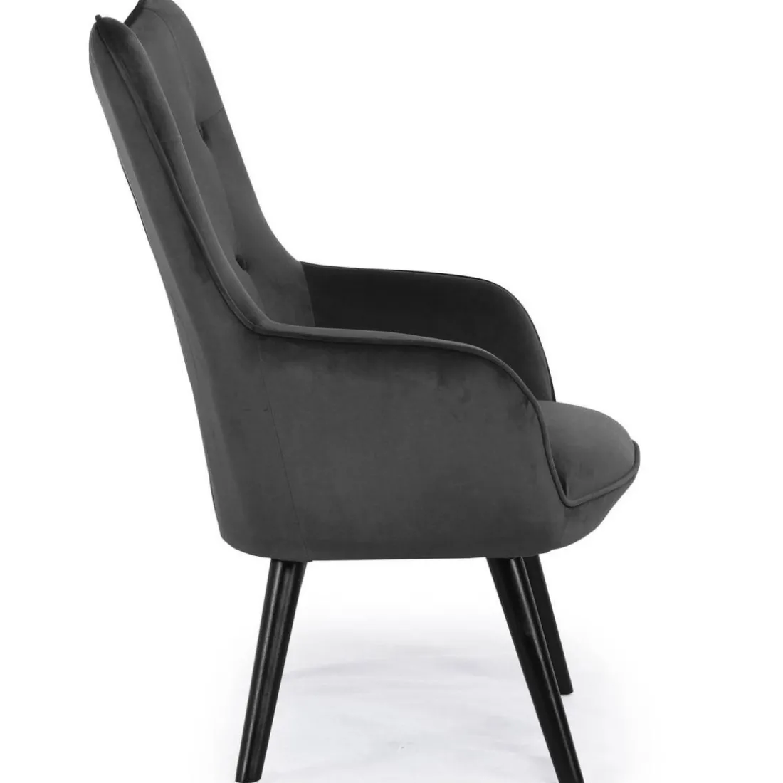 Fauteuil scandinave tissu velours noir