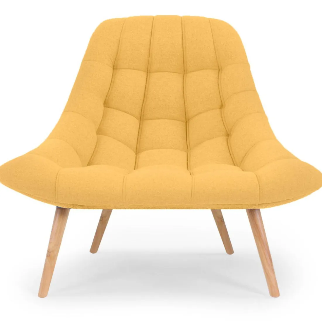 Fauteuil Scandinave Tissu Jaune FOLLEY