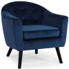 Fauteuil Scandinave Velours Bleu OLAF