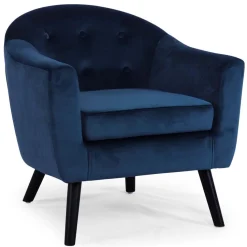 Fauteuil Scandinave Velours Bleu OLAF